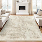 Soalmost 10x14 Area Rugs for Living Room Washable Rug Abstract Beige/Gray | - Image 8