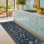 Vintage 2x6 Navy Blue Bathroom Rugs - Image 3