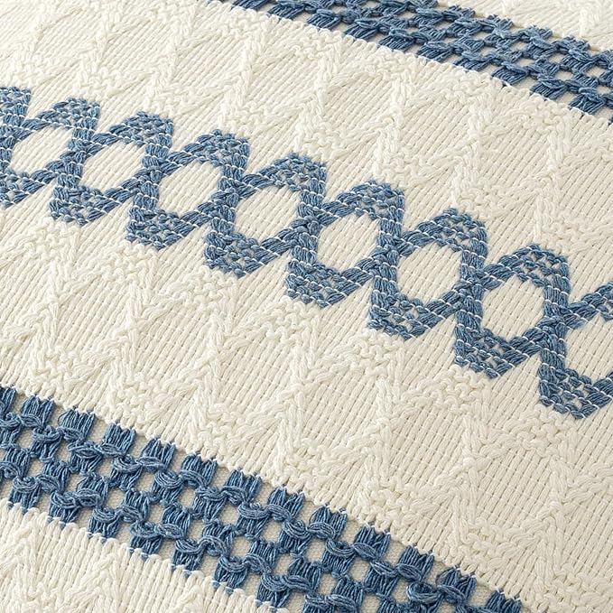 MIULEE Set of 2 Coastal Blue Boho Decorative Pillow Covers 20x20 Inch | - Image 4