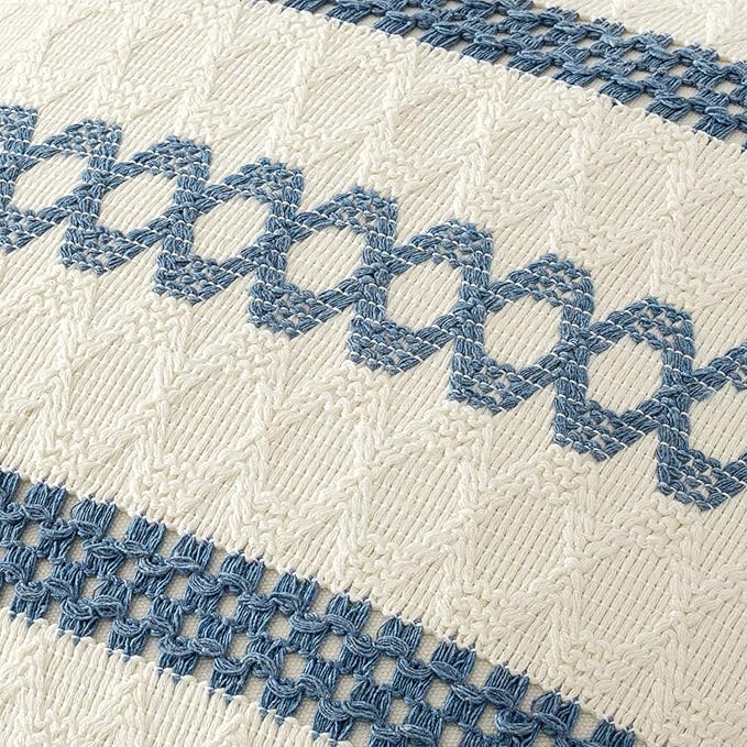 MIULEE Set of 2 Coastal Blue Boho Decorative Pillow Covers 18x18 Inch | - Image 4