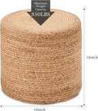 Wimarsbon 18'' Pouf Ottoman, Natural Braided Poof, Round Poufs, Rustic - Image 3