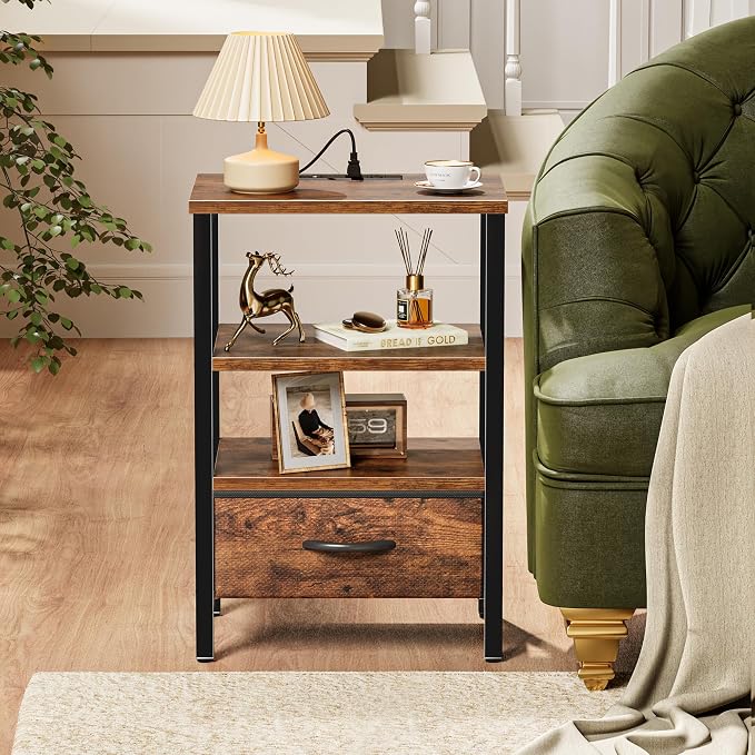 SUPERJARE Nightstand with Charging Station, Bed Side Table with Adjustable - Image 7