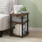 Furinno Turn-N-Tube Side Table, 3-Tier Square Modern End Table, Toolless Open - Image 2