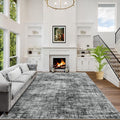 8x10 Area Rugs for Living Room: Washable Abstract Black Badroom Carpet | by GENTDRIZZ