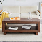 Walnut Mid-Century Coffee Table, 47.2" W×23.6" D×18" H，Rectangular MDF Storage by Unknown