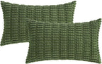 MIULEE Lumbar Corduroy Decorative Throw Pillow Covers 12x20 Moss Green | Pack - Image 6