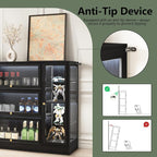 Display Cabinet with Acrylic Glass Doors, Extra Wide Curio Cabinet with LED - Image 9