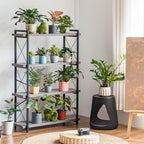 HCHQHS Bookshelf, 4-Tier Industrial Bookcase, Rustic Open Book Shelf, - Image 8