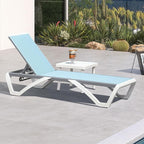 PURPLE LEAF Patio Chaise Lounge Chair Set Outside Aluminum Plastic Stackable by PURPLELEAF