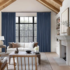 Dark Blue Linen 100% Blackout 120 Inch Curtains - Image 7