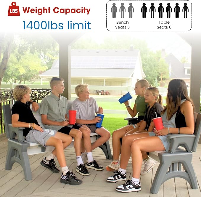 Convert-a-Bench 2-in-1 Outdoor Bench & Picnic Table - Image 5