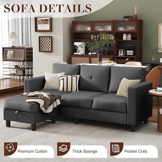 JAMFLY Convertible L-Shaped Sectional Sofa - Image 7