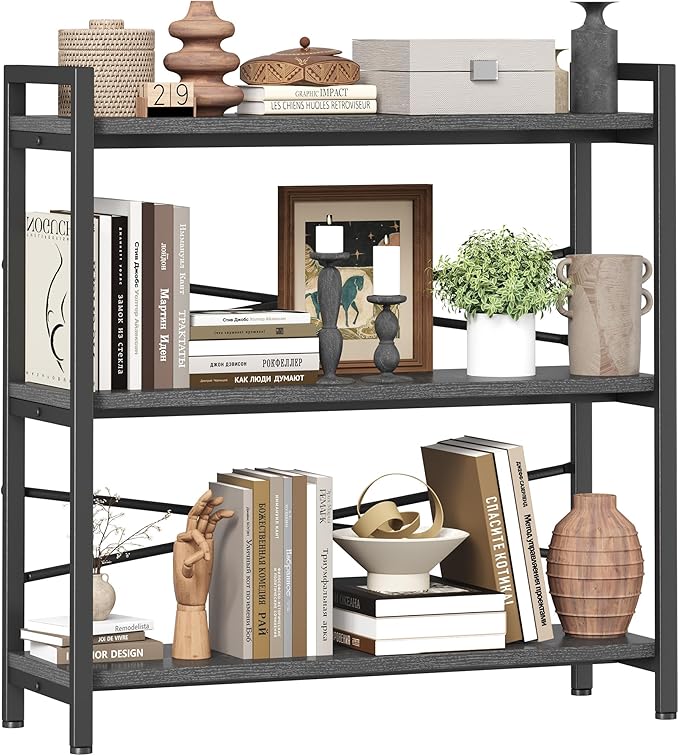 Book Shelf, 3 Tier Bookshelf 31.49" Width, Book Shelf Storage and Organization by Homeiju