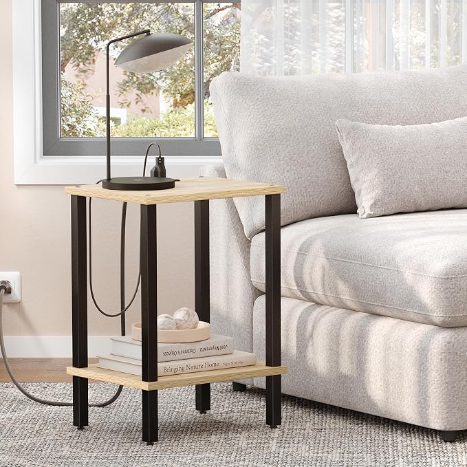 TUTOTAK End Table with Charging Station, Small Side Table with Outlets - Image 4