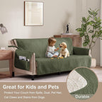 Olive Green Quilted Couch Cover - Image 8