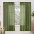 BGment Olive Green Linen Curtains 63 Inches Long by BGment