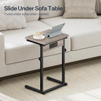HOOBRO C-Shaped End Table with Charging Station, Adjustable Height Sofa Tray - Image 7
