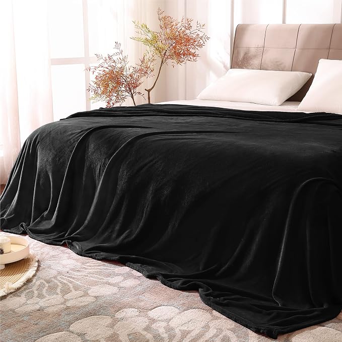 BEDELITE Fleece Blanket Soft Plush Queen Size Bed Blanket Black 90"x90" | Ultra by BEDELITE