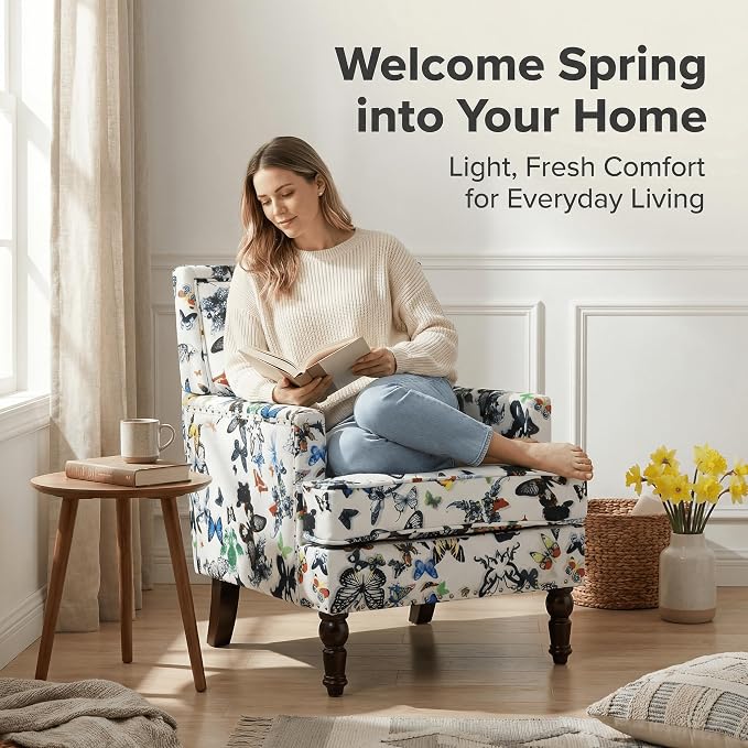Butterfly Accent Chair, Floral Print Armchair - Image 4