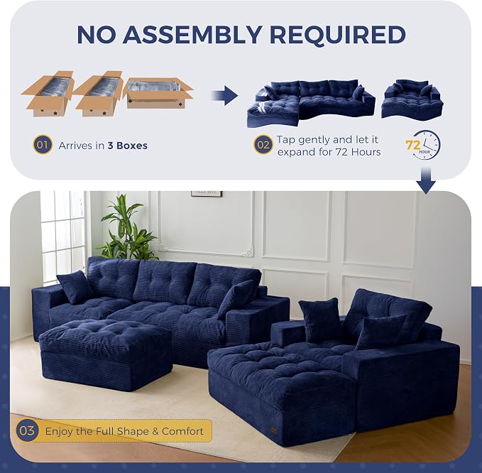 MAXYOYO Sectional Sofa Couch and Chaise Lounge, L Shaped Modern Cloud Couch - Image 4