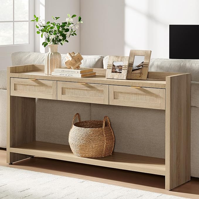 SICOTAS Rattan Console Table for Entryway by SICOTAS