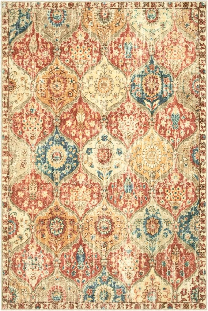 Lahome Moroccan Washable Rugs for Living Room, Soft 4x6 Rug for Bedroom | - Image 7