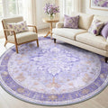 RELEANY Washable Area Rug, Round 6ft, Water Repellent, Pet Friendly, Vintage by RELEANY