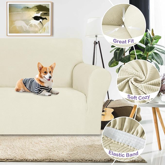 ZNSAYOTX Super Stretch Loveseat Covers, New Striped Love Seat Slipcover - Image 4