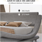 SHA CERLIN King Size Upholstered Bed Frame, Deluxe Low Profile Sleigh Bed - Image 4