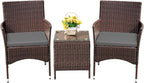 Devoko Patio Porch Furniture Sets 3 Pieces PE Rattan Wicker Chairs by DEVOKO