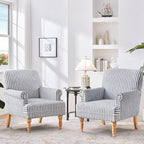 HUIMO Linen Fabric Accent Chairs Set of 2, Mid-Century Modern Armchair by HUIMO