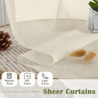 Cream Sheer Curtains 120 Inches Long 2 Pcs, Rod Pockets Voile Living Room - Image 8
