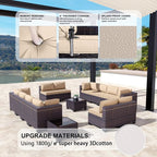 Kullavik 14 Pieces Outdoor Patio Furniture Set, Sectional Rattan Sofa Set Brown - Image 2