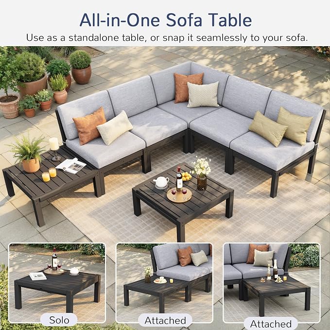 Stoog 6-Piece Patio Sectional Sofa Set, Modular Outdoor Furniture Set - Image 6