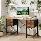 Sweetcrispy Computer Desk with Drawers, 55 Inch Home Office Bedroom Table with - Image 2