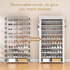 ROJASOP 10 Tier Shoe Rack with Covers Large Capacity Stackable Tall Shoe Shelf - Image 5