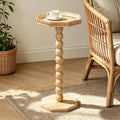 Natural Rattan End Table, Boho Solid Wood Octagon Side Table by FASNAHOK