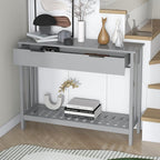TaoHFE Entryway Table with Storage, Modern Sofa Table with Slatted Frame - Image 3
