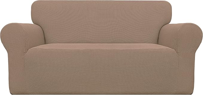Easy-Going Stretch Oversized Loveseat Couch Covers Washable Camel | 1-Piece by Easy-Going