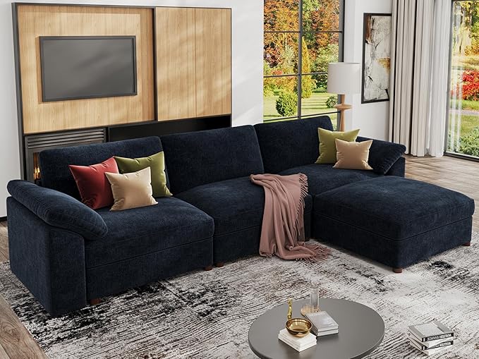 EASE MOOSE Blue Sectional Modular Sofa, FSC Certified Oversized L Shape - Image 4