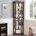 Corner Curio Cabinet, 150lbs Heavy Duty Glass Display Cabinet by Trunback