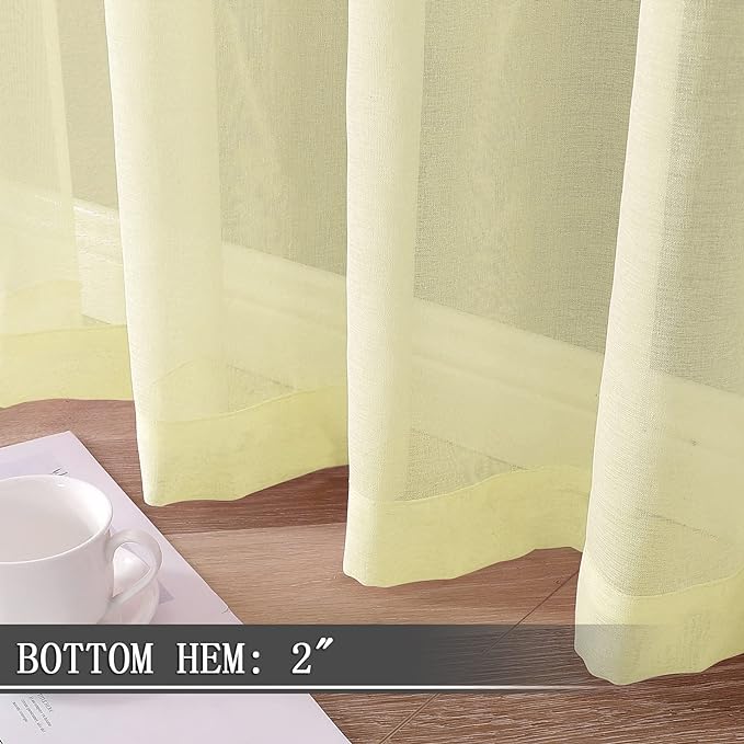 Tollpiz Sheer Tier Curtain Linen Textured Half Kitchen Curtains Sheer Light - Image 4