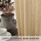 Tan Brown Linen Curtains 108 Inches Long - Image 4