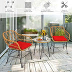 Tangkula 3 Pieces Patio Bistro Set, Rattan Conversation Set - Image 8
