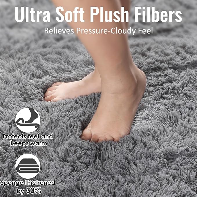 Grey Small Bedroom Rugs 2x4 Ft, Plush Washable Runner Rugs - Image 4
