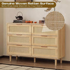 FUQARHY 6 Drawer Dresser Rattan Dresser Modern Chest - Image 5