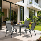 Pamapic Outdoor Dining Sets for 4, Square Steel Slat Table - Image 3