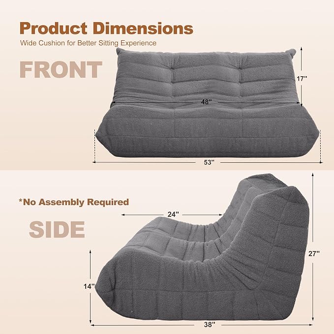 Bean Bag Loveseat Chair Big Sofa Beanbag Chair - Image 2