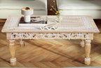 Rectangular Wooden Coffee Table 36x24x18 Inch – Beige Finish - Image 6