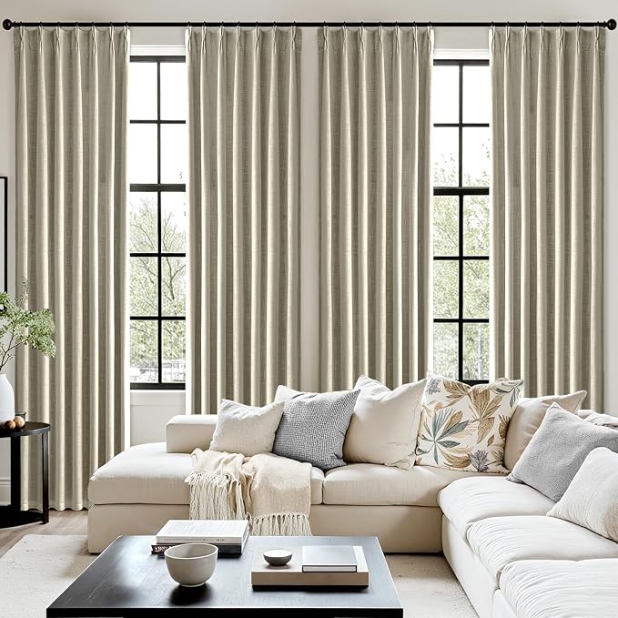 MIULEE Burlywood Birch Pinch Pleated 100% Blackout Curtains 40x90 Inches | Room - Image 7